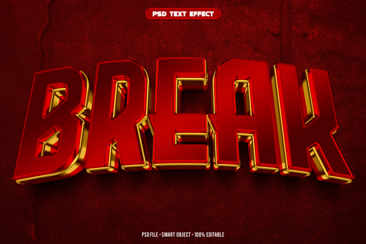Break 3D editable text effect