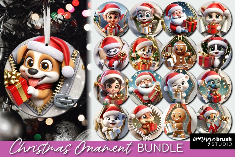 Break Through Zip Wall Christmas Ornament Sublimation Bundle