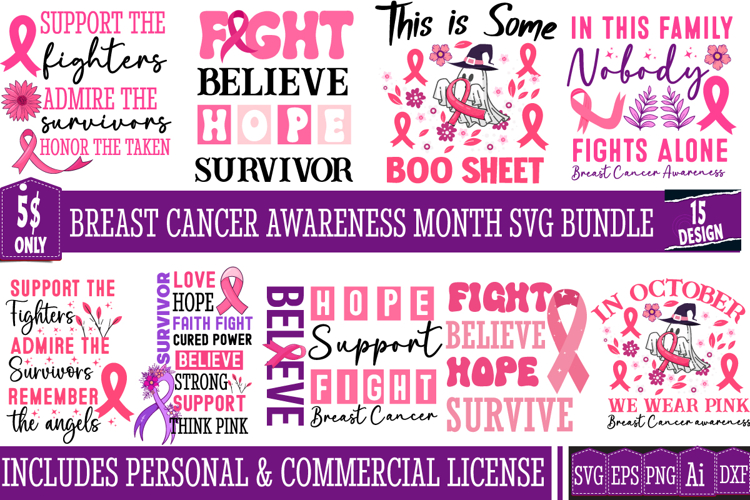 Breast Cancer SVG Bundle|Awareness Month SVG Bundle