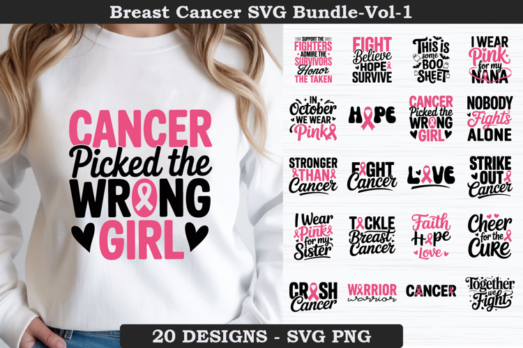 Breast Cancer SVG Bundle | Survivor Quotes SVG Bundle