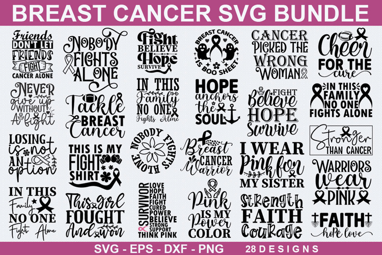 Breast Cancer SVG Bundle - Breast Cancer T-shirt Design