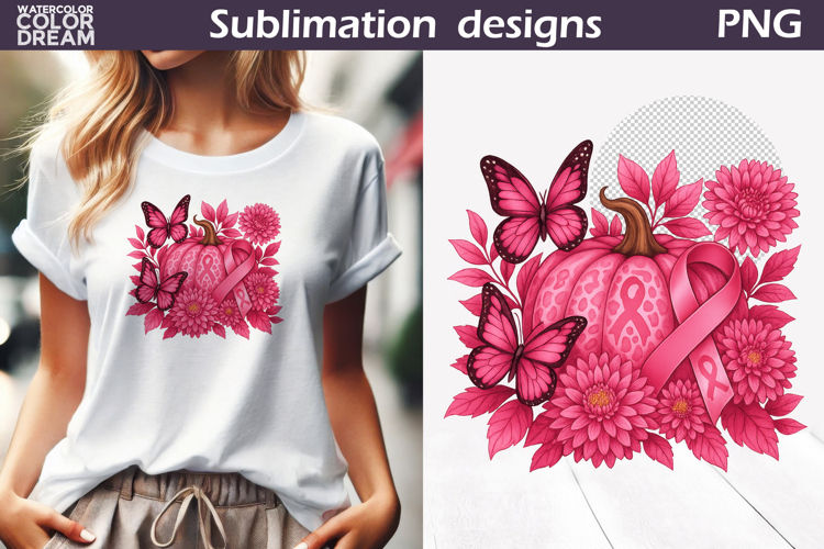 Breast Cancer Awareness | Pink Ribbon Pumpkin Floral