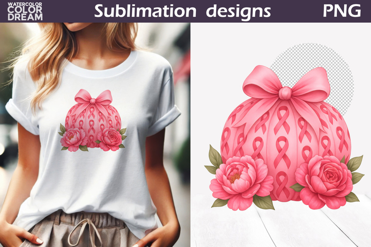 Breast Cancer Awareness | Pink Ribbon Pumpkin Floral