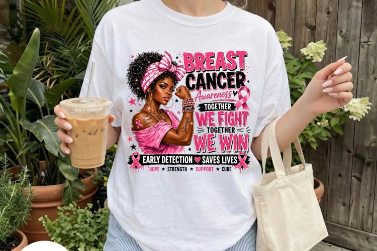 Breast Cancer Warrior Woman Awareness PNG example image 1