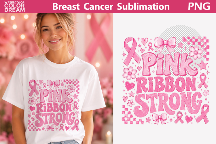 Pink Ribbon Sublimation | Breast Cancer T Shirt Design