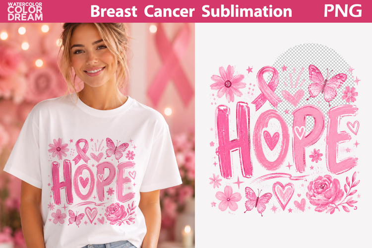 Hope Pink Ribbon Art | Breast Cancer Sublimation
