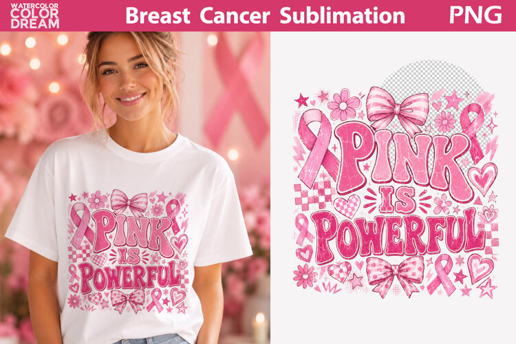 Pink Ribbon Awareness | Breast Cancer Sublimation example image 1