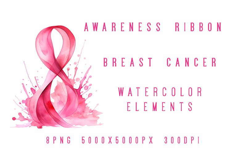 Breast Cancer Watercolor Elements