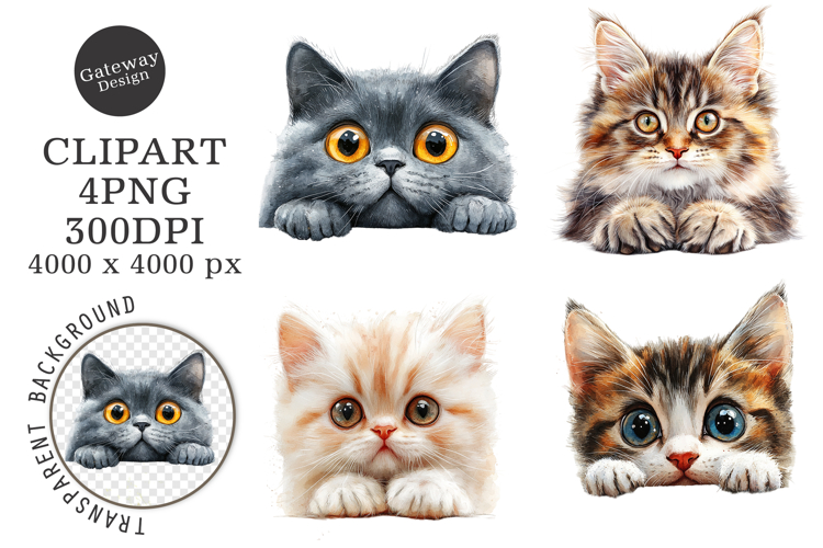 Breeds Of Peeking cats Clipart example image 1