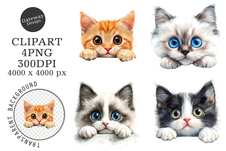 Breeds Of Peeking cats Clipart example image 1