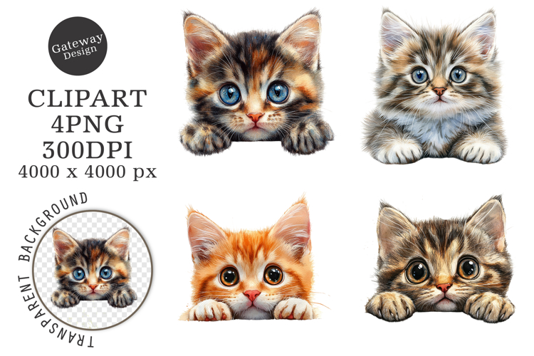 Breeds Of Peeking cats Clipart example image 1