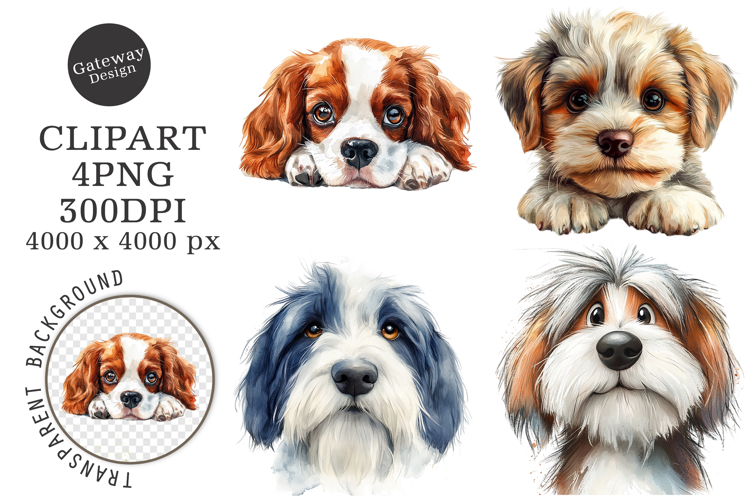 Breeds Of Peeking Dogs New Clipart example image 1