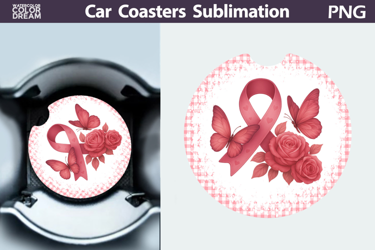 Breast Cancer Car Coaster | Pink Ribbon Awareness