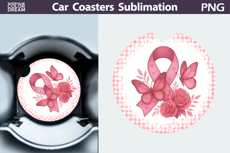 Breast Cancer Car Coaster | Pink Ribbon Awareness