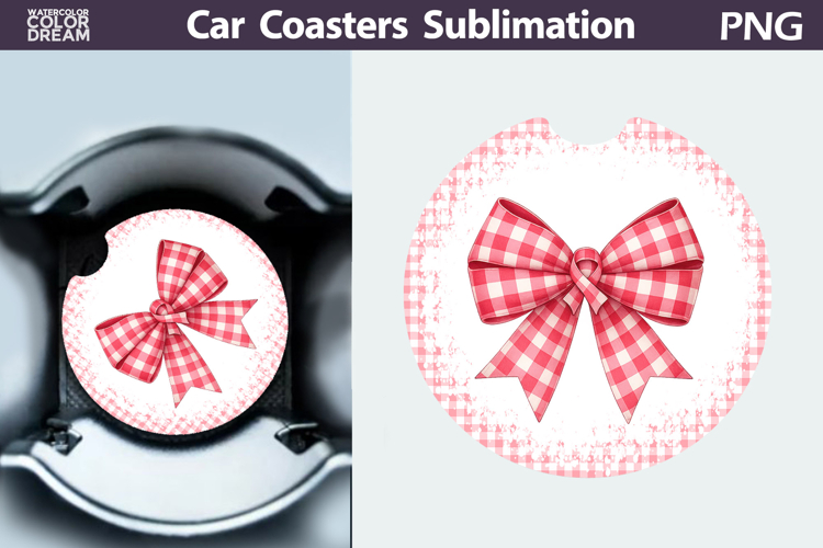 Bow Breast Cancer Car Coaster | Pink Ribbon Awareness