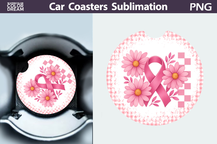 Breast Cancer Car Coaster | Pink Ribbon Awareness