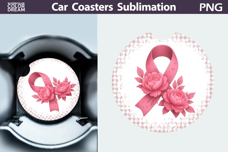 Breast Cancer Car Coaster | Pink Ribbon Awareness