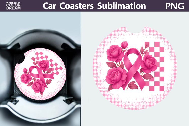 Breast Cancer Car Coaster | Pink Ribbon Awareness