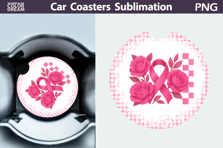 Breast Cancer Car Coaster | Pink Ribbon Awareness
