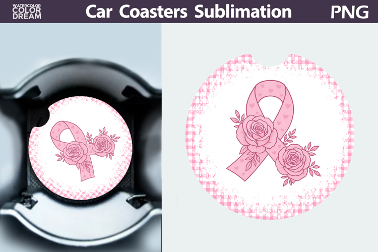 Breast Cancer Car Coaster | Pink Ribbon Awareness