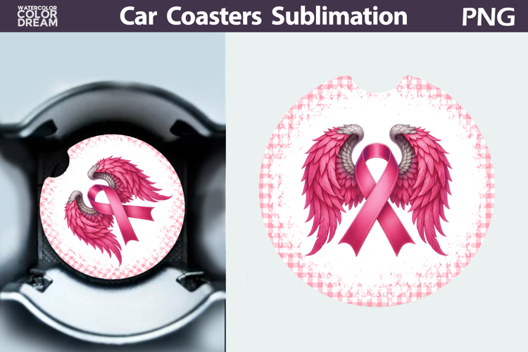Breast Cancer Car Coaster | Pink Ribbon Awareness