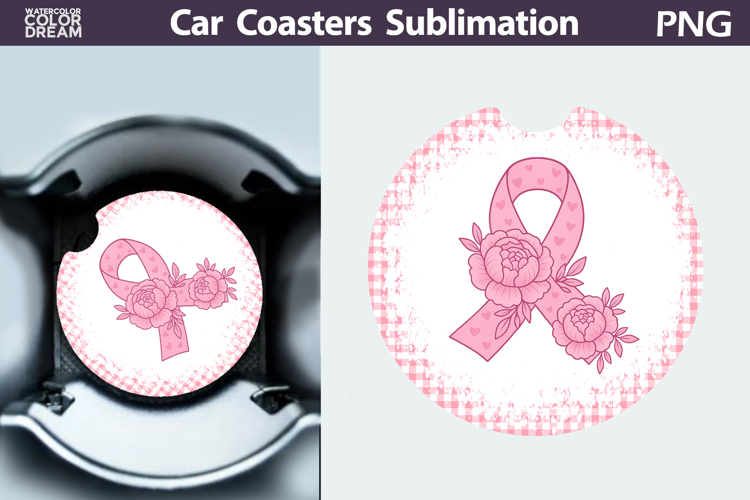 Breast Cancer Car Coaster | Pink Ribbon Awareness