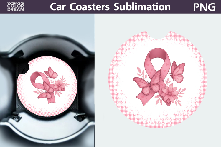 Breast Cancer Car Coaster | Pink Ribbon Awareness