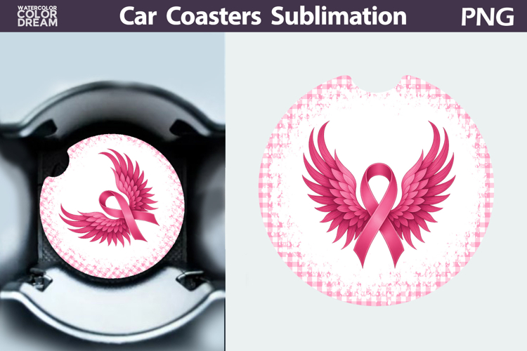 Breast Cancer Car Coaster | Pink Ribbon Awareness