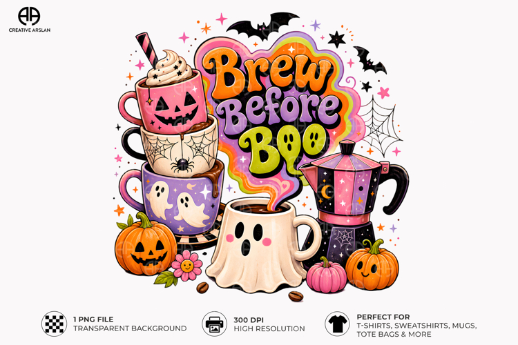 Brew Before Boo PNG - Funny Halloween Coffee Design