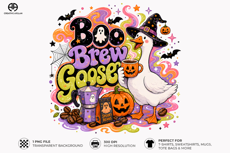 Brew Goose PNG - Funny Halloween Coffee T-Shirt Design