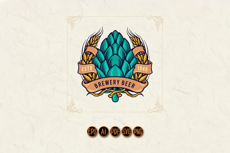 Brewery Beer Badge with Ribbon Logo Vintage