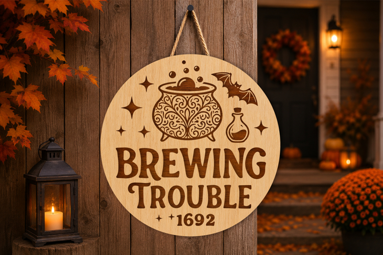 Brewing Trouble Halloween Sign SVG