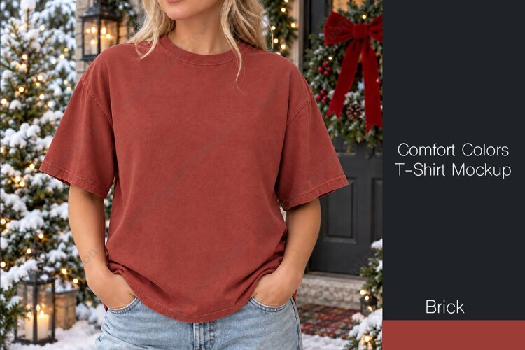 Comfort Colors 1717 t-shirt mockup - Brick Color example image 1