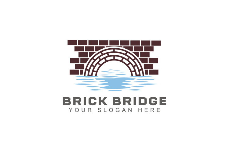 Simple Keystone Canal Waterway Brick Bridge with river creek