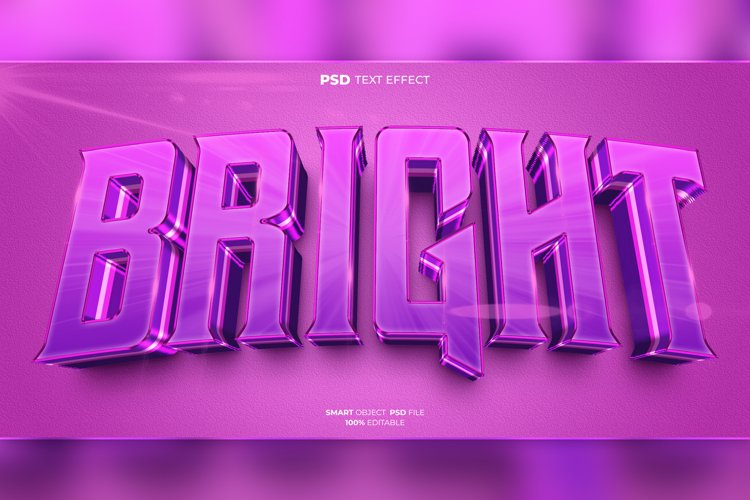 Bright 3D editable text effect example image 1