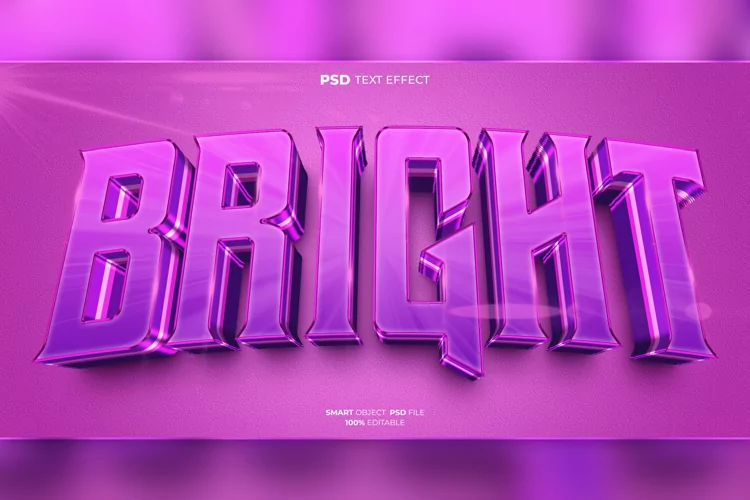 Bright 3D editable text effect