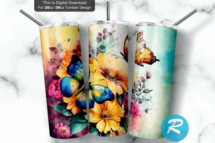 Bright Colors Flowers 20oz/30oz Skinny Tumbler