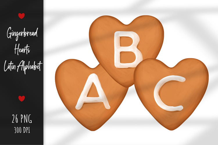 Drawn Tasty Gingerbread Hearts Latin Alphabet