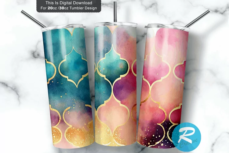 Bright Ombre Watercolor Glitter 20oz/30oz Skinny Tumbler