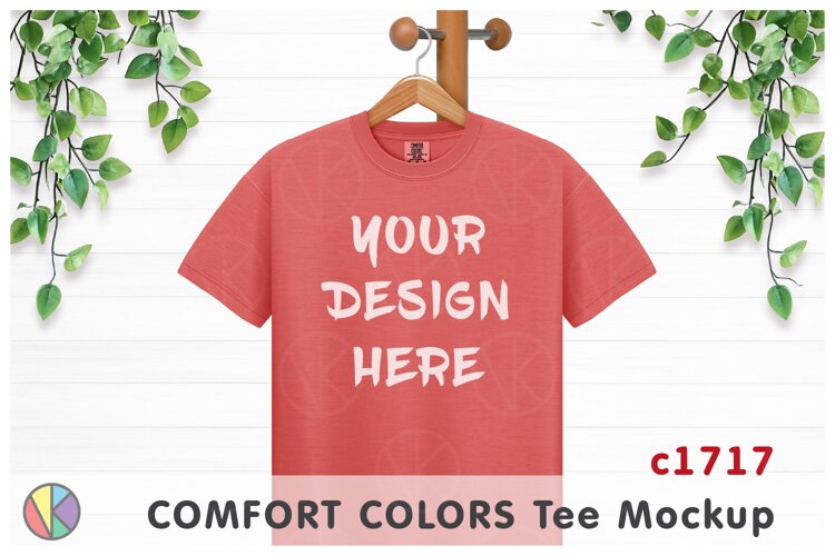 Bright Salmon Comfort Colors 1717 T-Shirt Mockup.