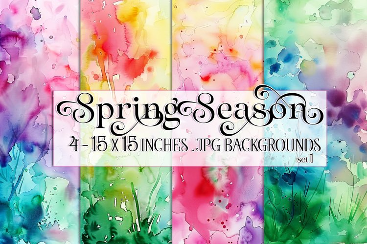 Spring Watercolor Papers, Bright Spring 15x15 Watercolor, s1 example image 1