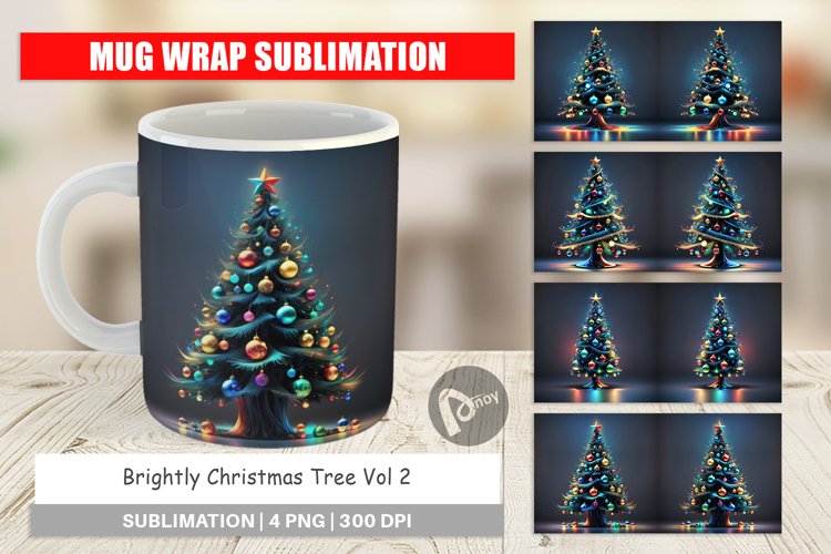 Mug Wrap Design Bright Christmas Tree