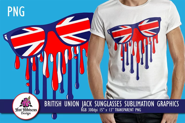 British Dripping Paint Sunglasses Sublimation T-shirt Design