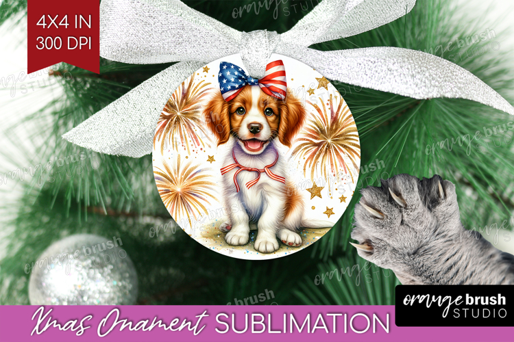 Brittany Spaniel Dog Ornament PNG Patriotic Dog PNG example image 1