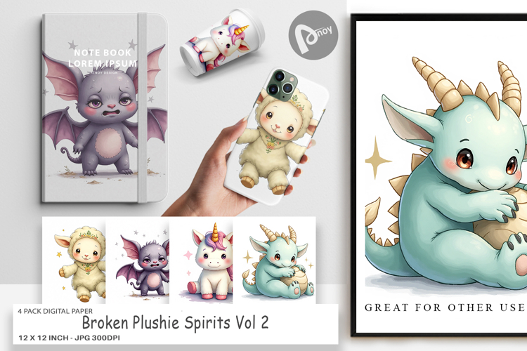 Digital Paper Broken Plushie Spirits