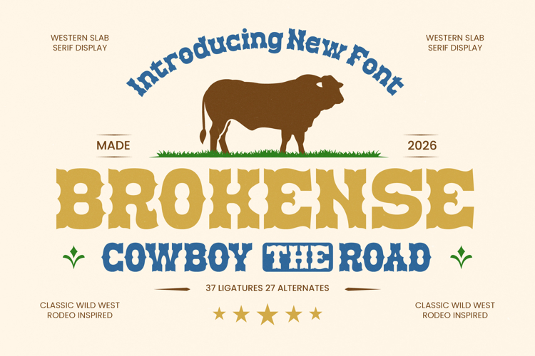 Brokense Cowboy - Western Slab Serif Display