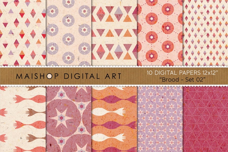 Retro Geometric Abstract Digital Papers