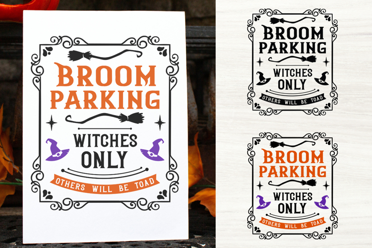 Broom Parking Witches Only SVG Signs