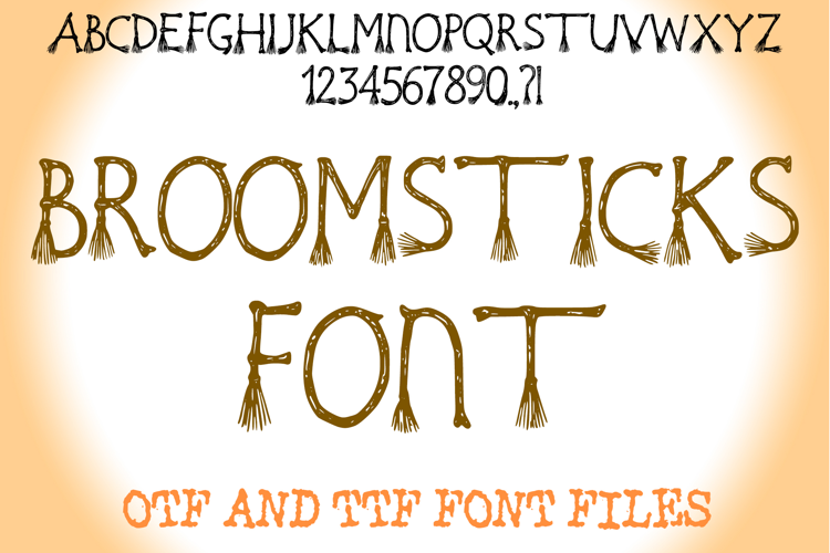 Broomsticks Halloween Lettering ABC Text Font Alphabet OTF
