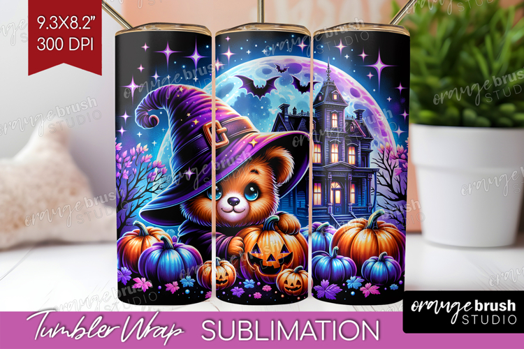 Brown Bear Halloween Tumbler Wrap Cute Animal Tumbler PNG
